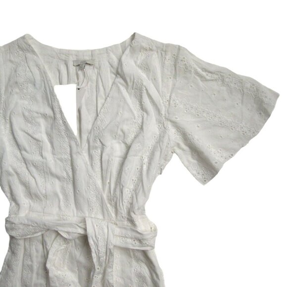 NWT Joie Azariah Midi in Clean White Embroidered Eyelet Faux Wrap Dress 2 $348 - Picture 6 of 9